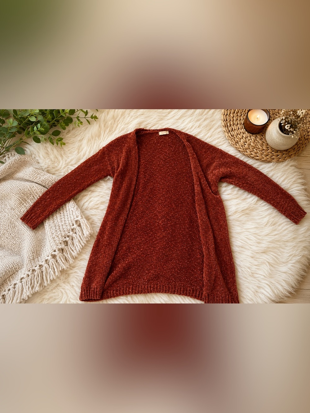 Altar'd State Open-Front Cardigan - Rust/Burnt Orange
